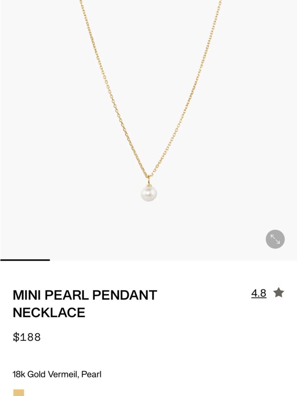Mejuri Gold Chain Necklace with White Pearl Pendant